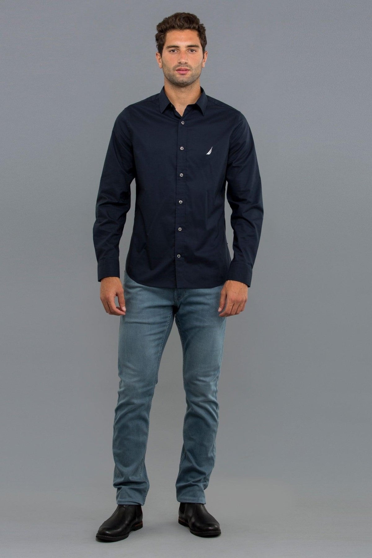 NAUTICA - חולצה מכופתרת כחול נייבי TAILORED FIT - MASHBIR//365