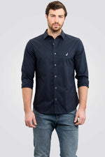 NAUTICA - חולצה מכופתרת כחול נייבי TAILORED FIT - MASHBIR//365