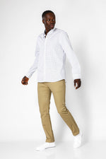 KENNETH COLE - חולצה מכופתרת כותנה בצבע לבן בעיטורים - MASHBIR//365