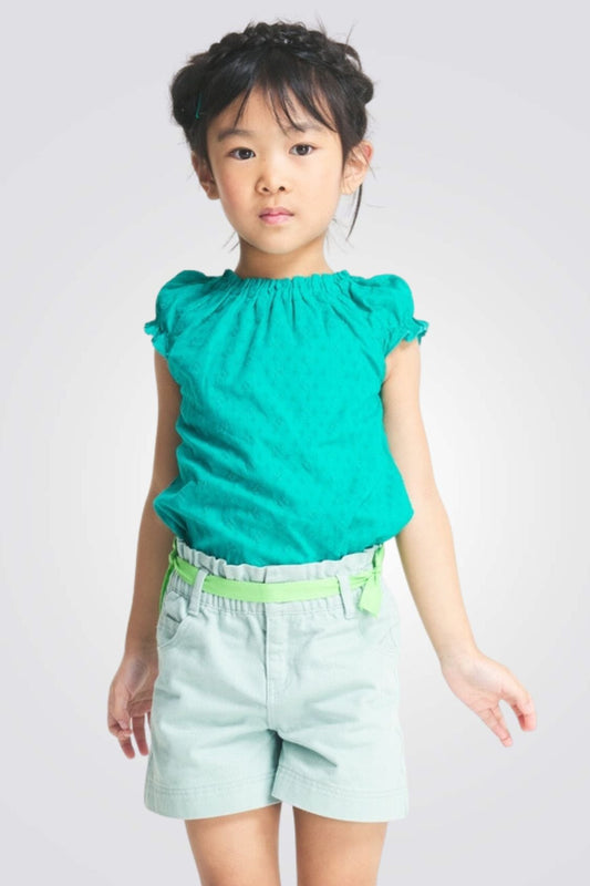 OKAIDI - חולצה רקומה בצבע ירוק לילדות - MASHBIR//365