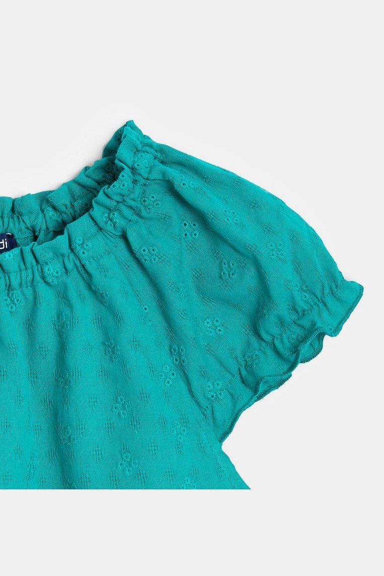 OKAIDI - חולצה רקומה בצבע ירוק לילדות - MASHBIR//365