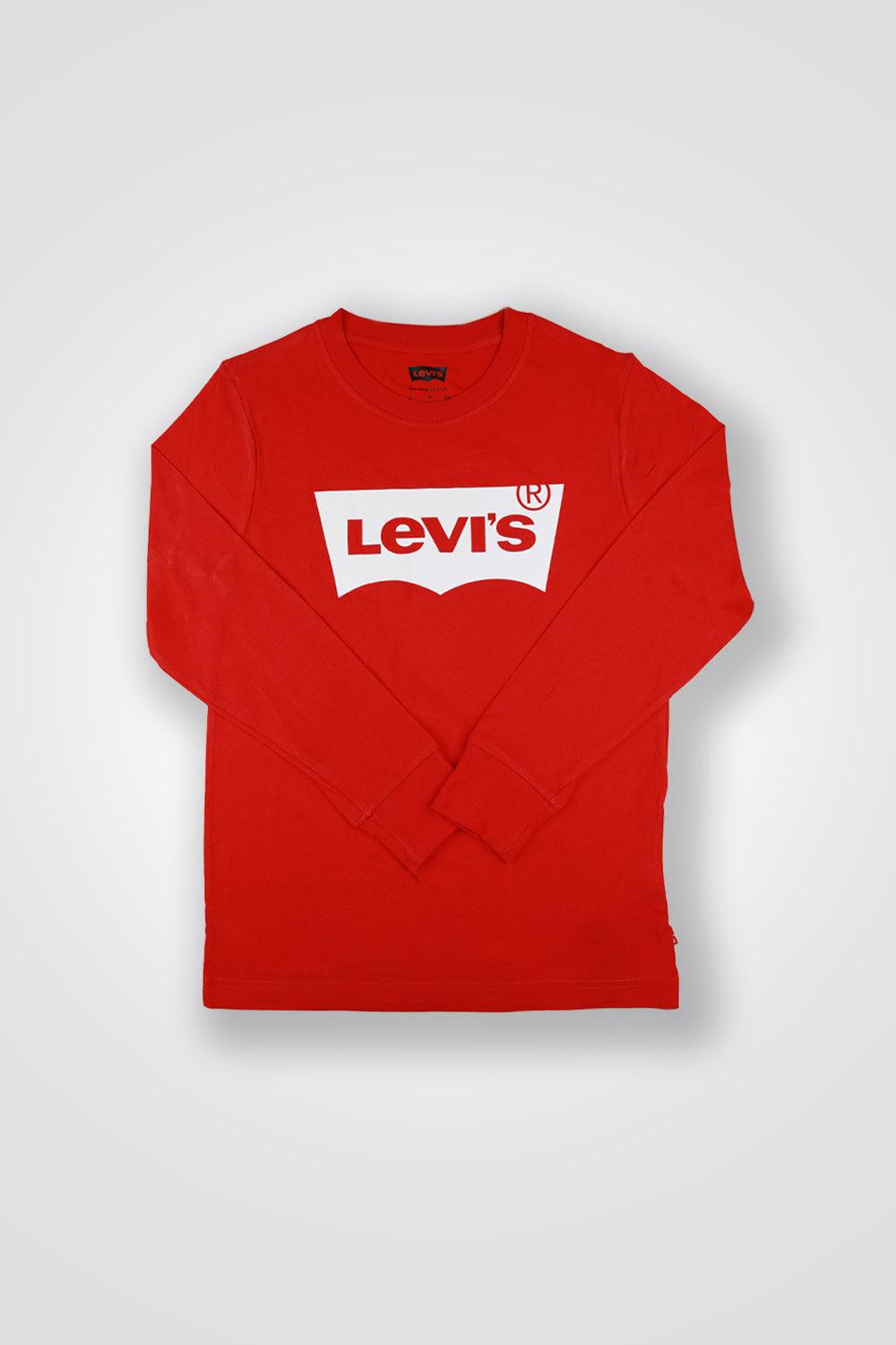 LEVI'S - חולצה שרוול ארוך LEVI'S אדום בהדפס לוגו לבן לנערים - MASHBIR//365