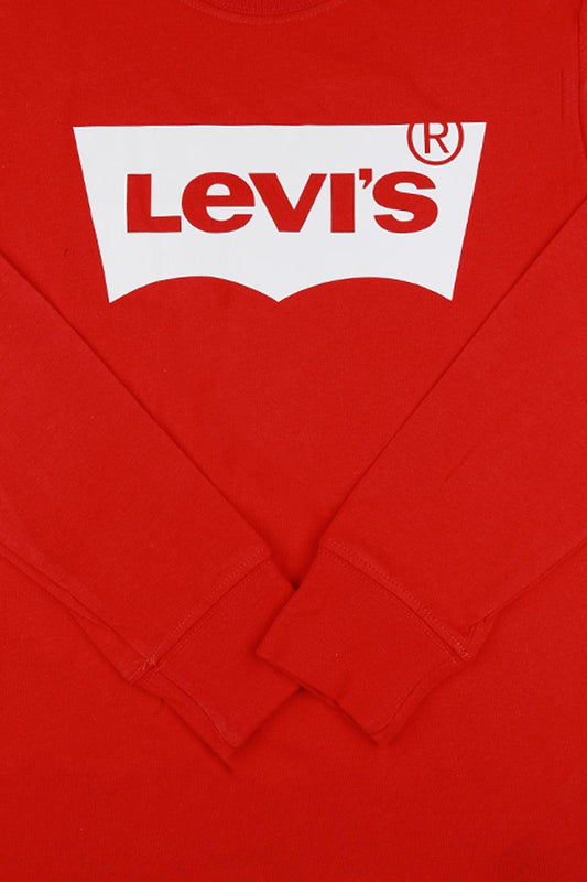 LEVI'S - חולצה שרוול ארוך LEVI'S אדום בהדפס לוגו לבן לנערים - MASHBIR//365