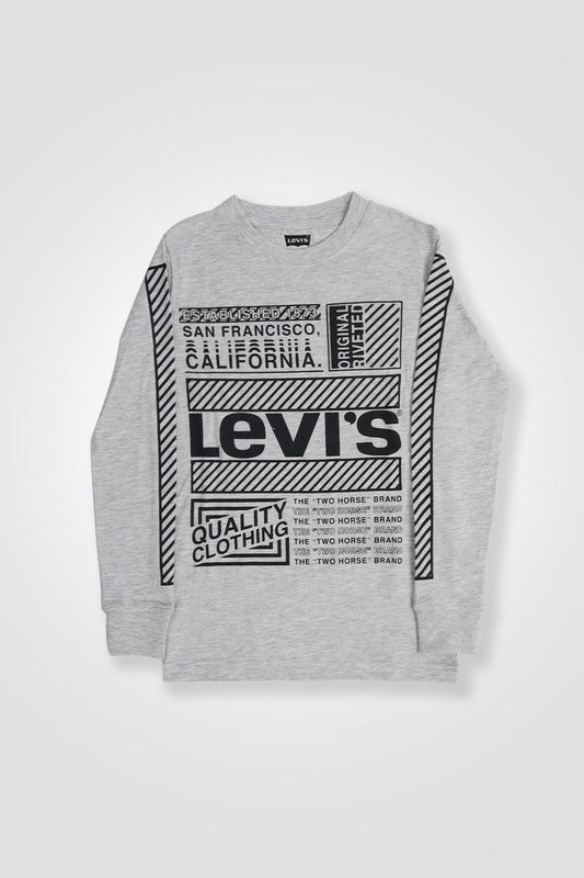 LEVI'S - חולצה שרוול ארוך LEVI'S אפור בהדפס גרפי לנערים - MASHBIR//365