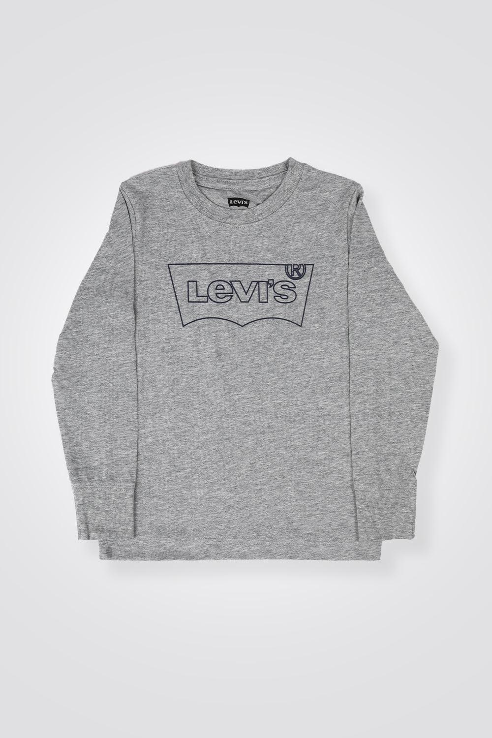 LEVI'S - חולצה שרוול ארוך LEVI'S אפור בהדפס לוגו כחול לילדים - MASHBIR//365