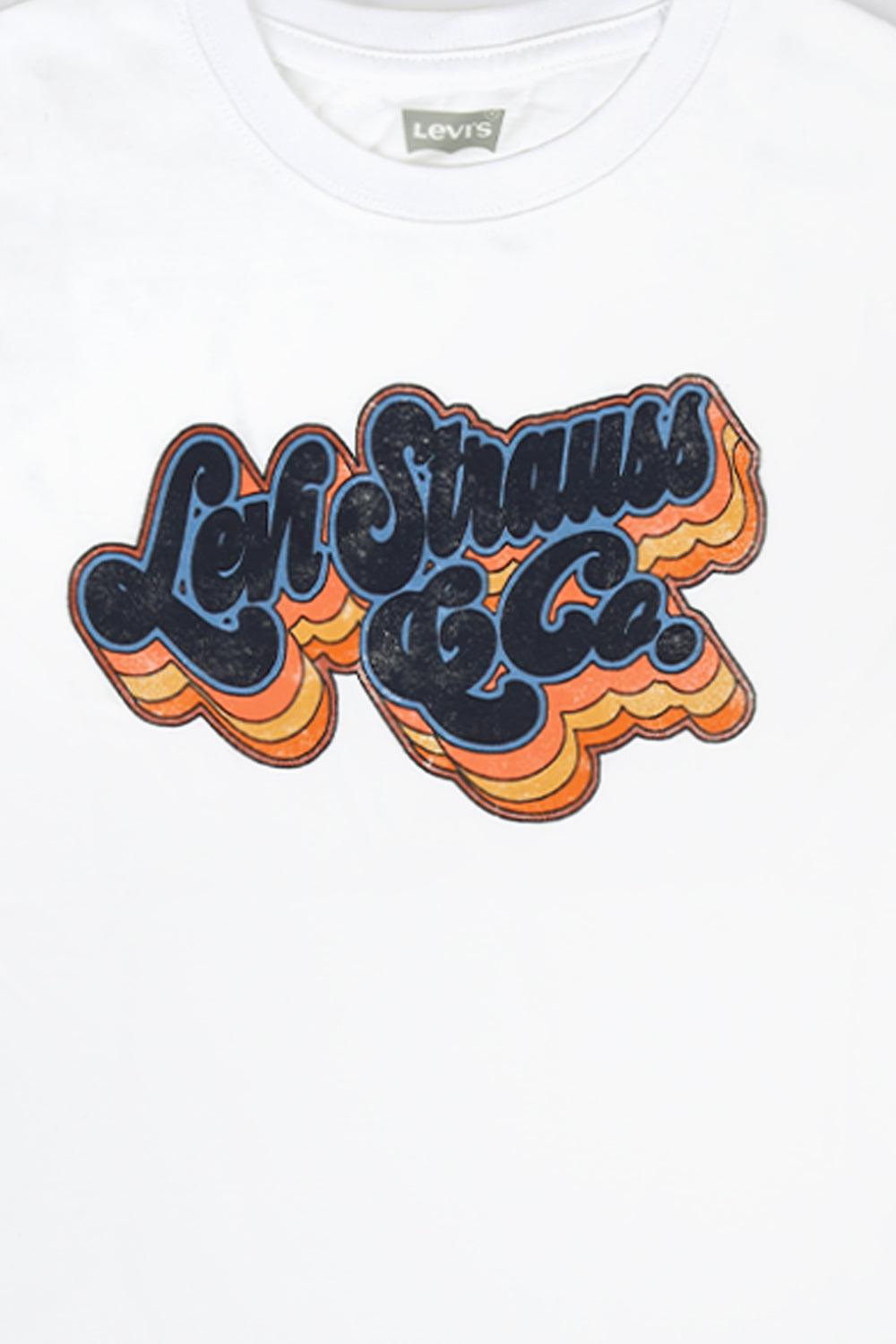 LEVI'S - חולצה שרוול ארוך LEVI'S לבן בהדפס גרפי צבעוני לילדים - MASHBIR//365