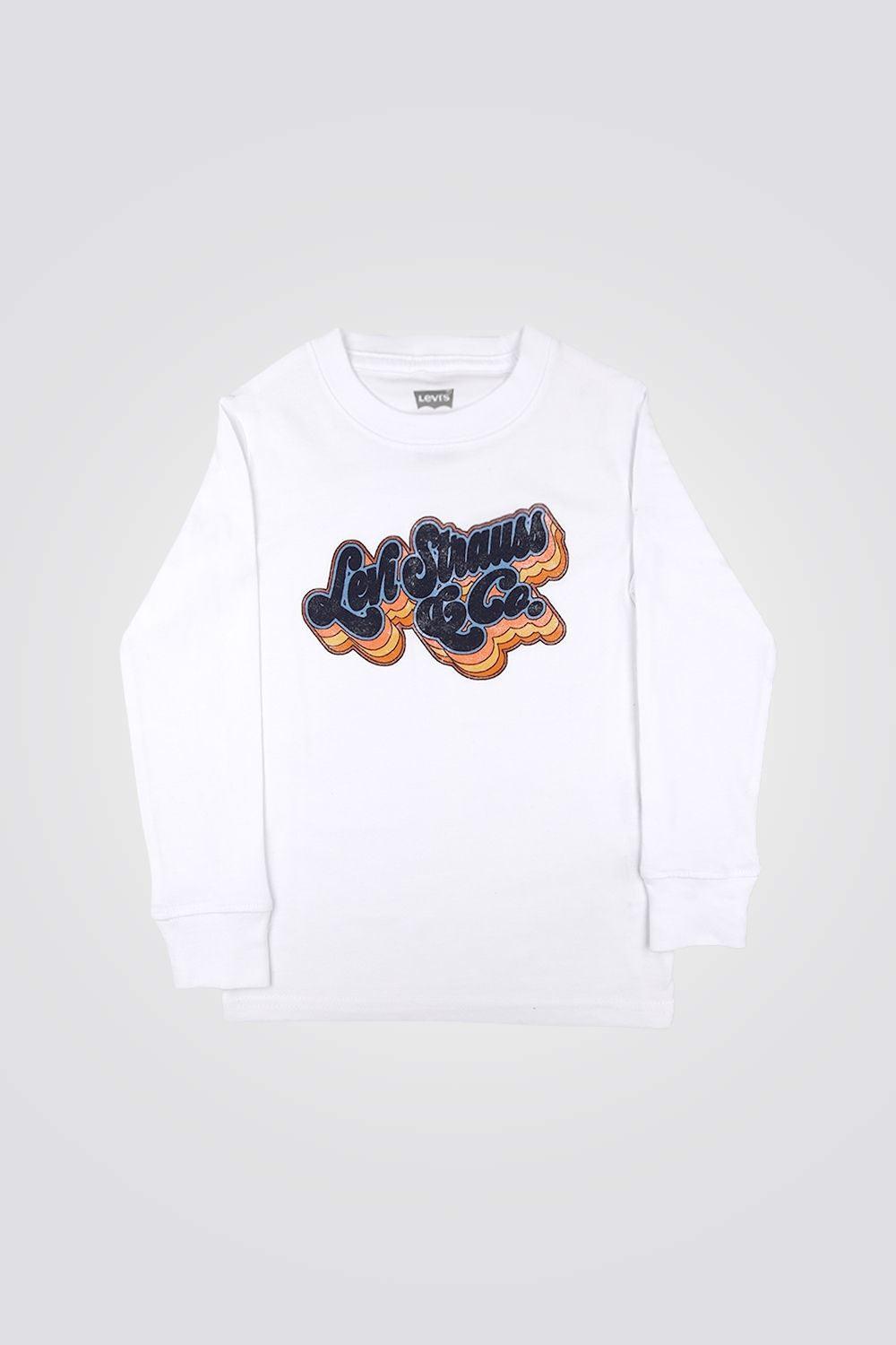LEVI'S - חולצה שרוול ארוך LEVI'S לבן בהדפס גרפי צבעוני לילדים - MASHBIR//365