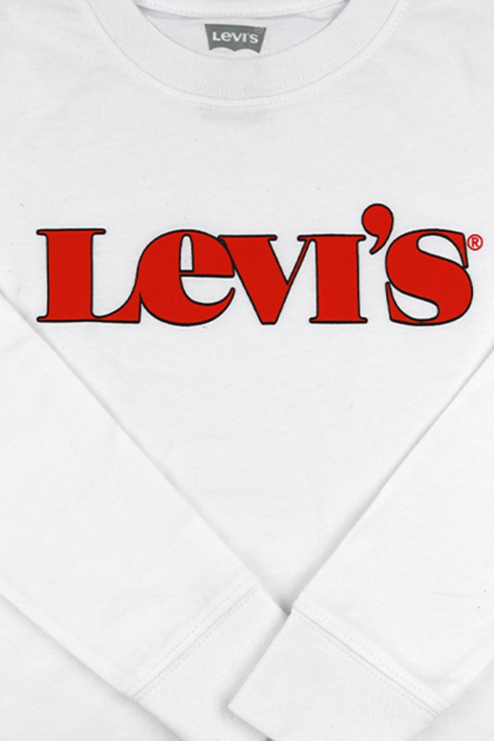 LEVI'S - חולצה שרוול ארוך LEVI'S לבן בהדפס לוגו אדום לנערים - MASHBIR//365