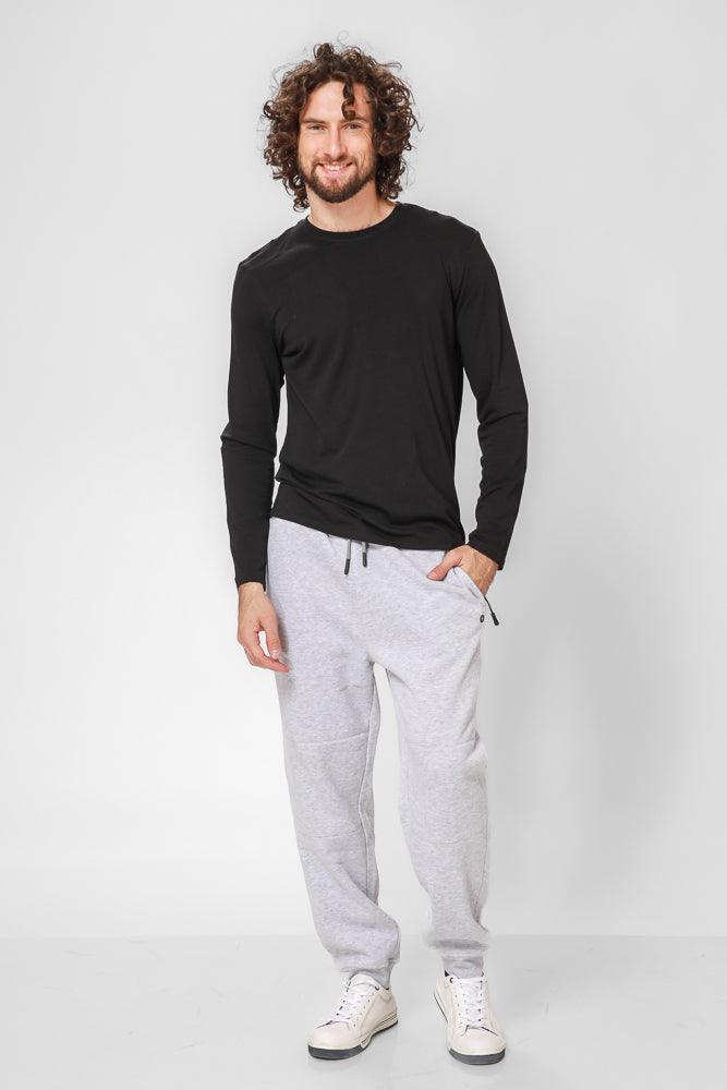 DELTA - חולצה שרוול ארוך צווארון עגול SLIM בצבע שחור - MASHBIR//365