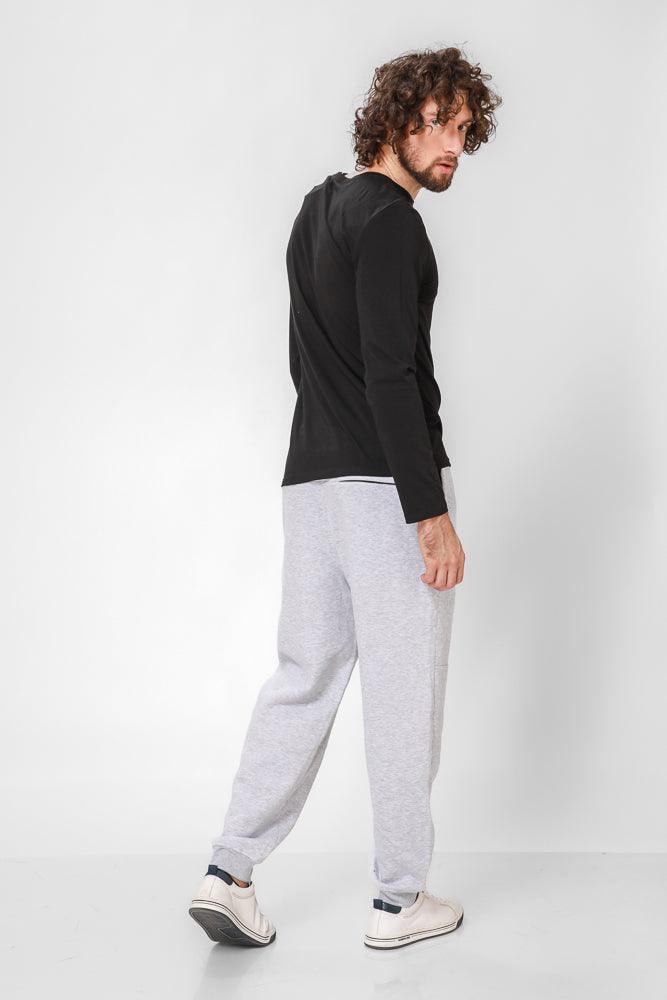 DELTA - חולצה שרוול ארוך צווארון עגול SLIM בצבע שחור - MASHBIR//365