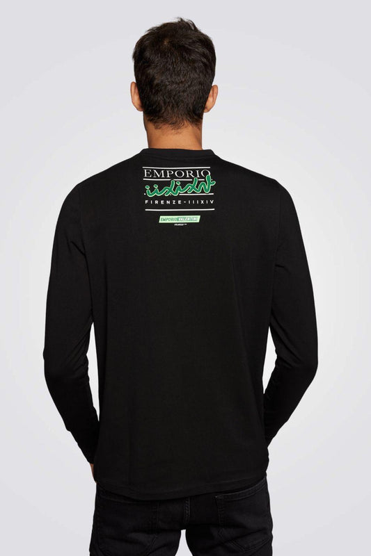 EMPORIO VALENTINI - חולצה שחורה עם הדפס לוגו ירוק - MASHBIR//365