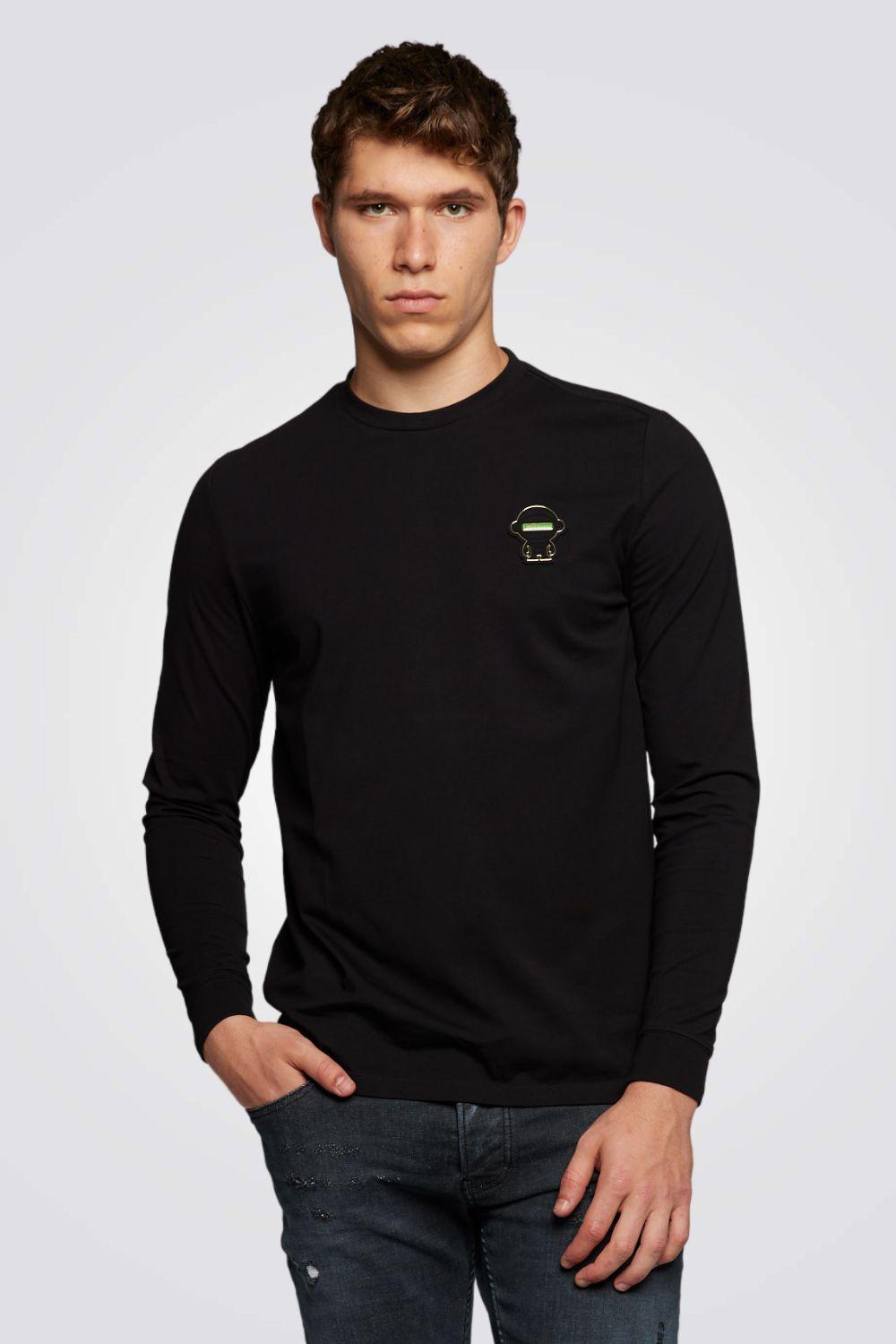 EMPORIO VALENTINI - חולצה שחורה עם הדפס לוגו מוטבע - MASHBIR//365