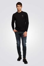 EMPORIO VALENTINI - חולצה שחורה עם הדפס לוגו מוטבע - MASHBIR//365