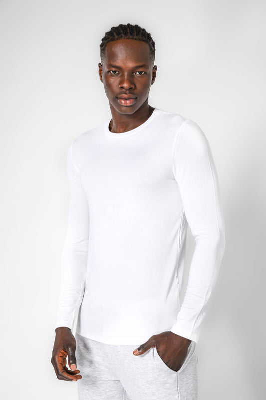 DELTA - חולצה תרמית צווארון עגול - SLIM FIT בצבע לבן - MASHBIR//365