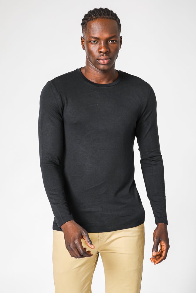 DELTA - חולצה תרמית צווארון עגול - SLIM FIT בצבע שחור - MASHBIR//365