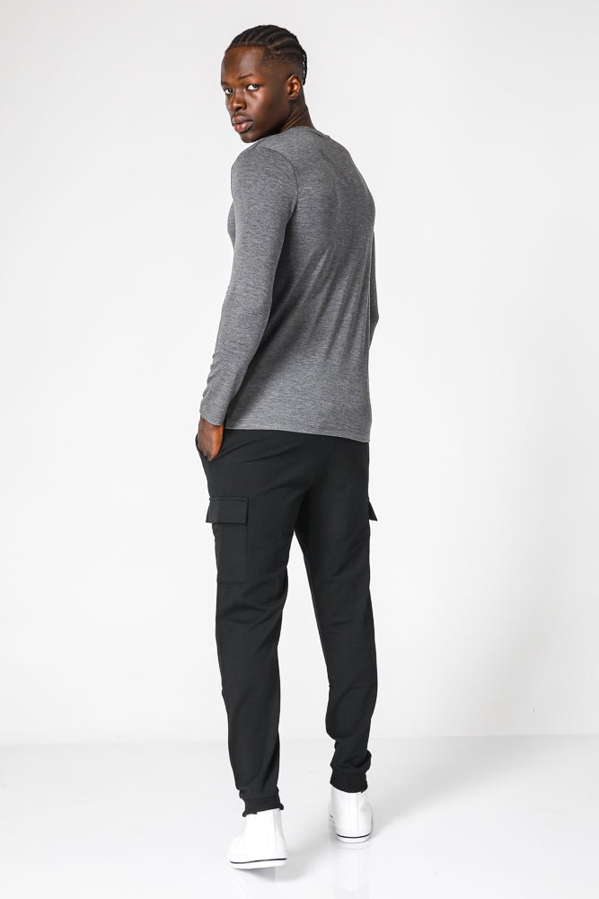 DELTA - חולצה תרמית צווארון וי - SLIM FIT בצבע אפור - MASHBIR//365