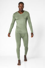 DELTA - חולצה תרמית צווארון וי - SLIM FIT בצבע ירוק - MASHBIR//365