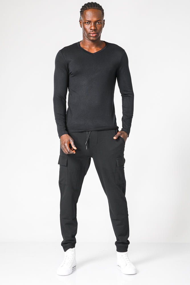 DELTA - חולצה תרמית צווארון וי - SLIM FIT בצבע שחור - MASHBIR//365