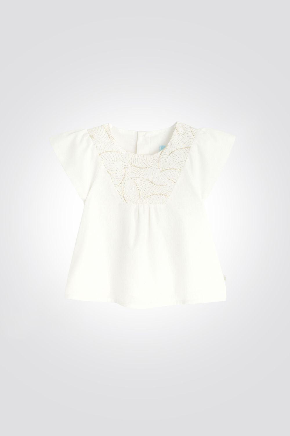 OBAIBI - חולצה צווארון עגול בצבע לבן לתינוקות - MASHBIR//365