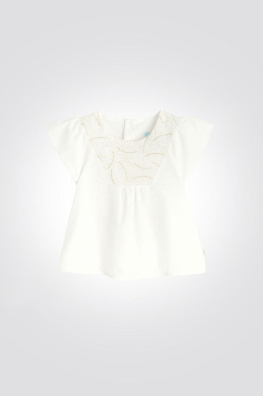 OBAIBI - חולצה צווארון עגול בצבע לבן לתינוקות - MASHBIR//365