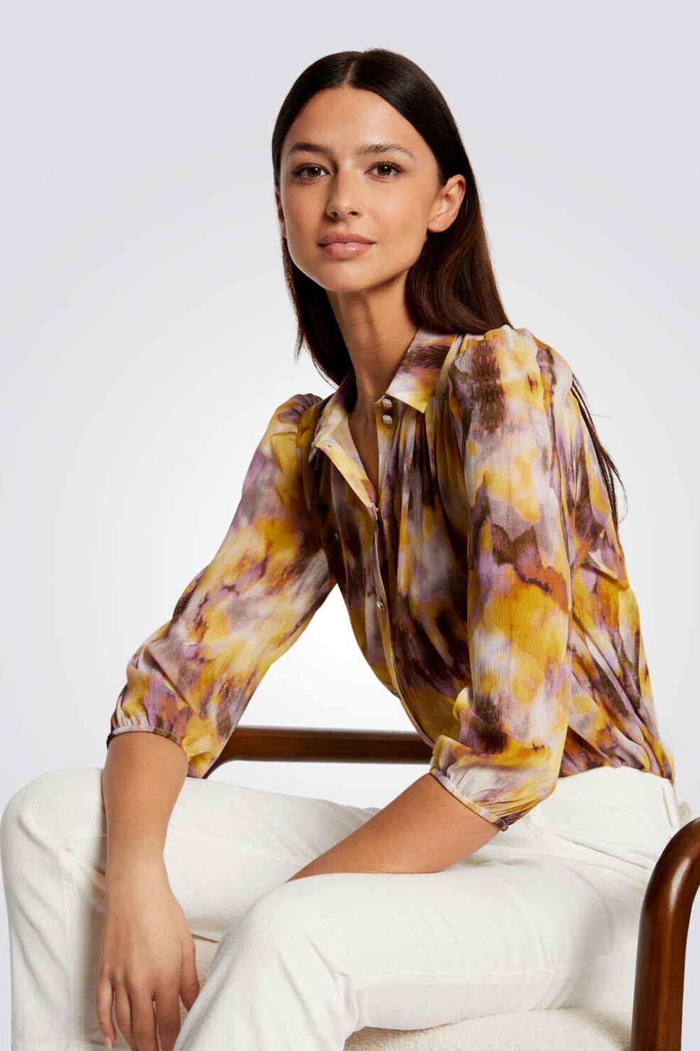 MORGAN - חולצת 3/4 עם הדפס אברקסטי בשילוב צבעים - MASHBIR//365