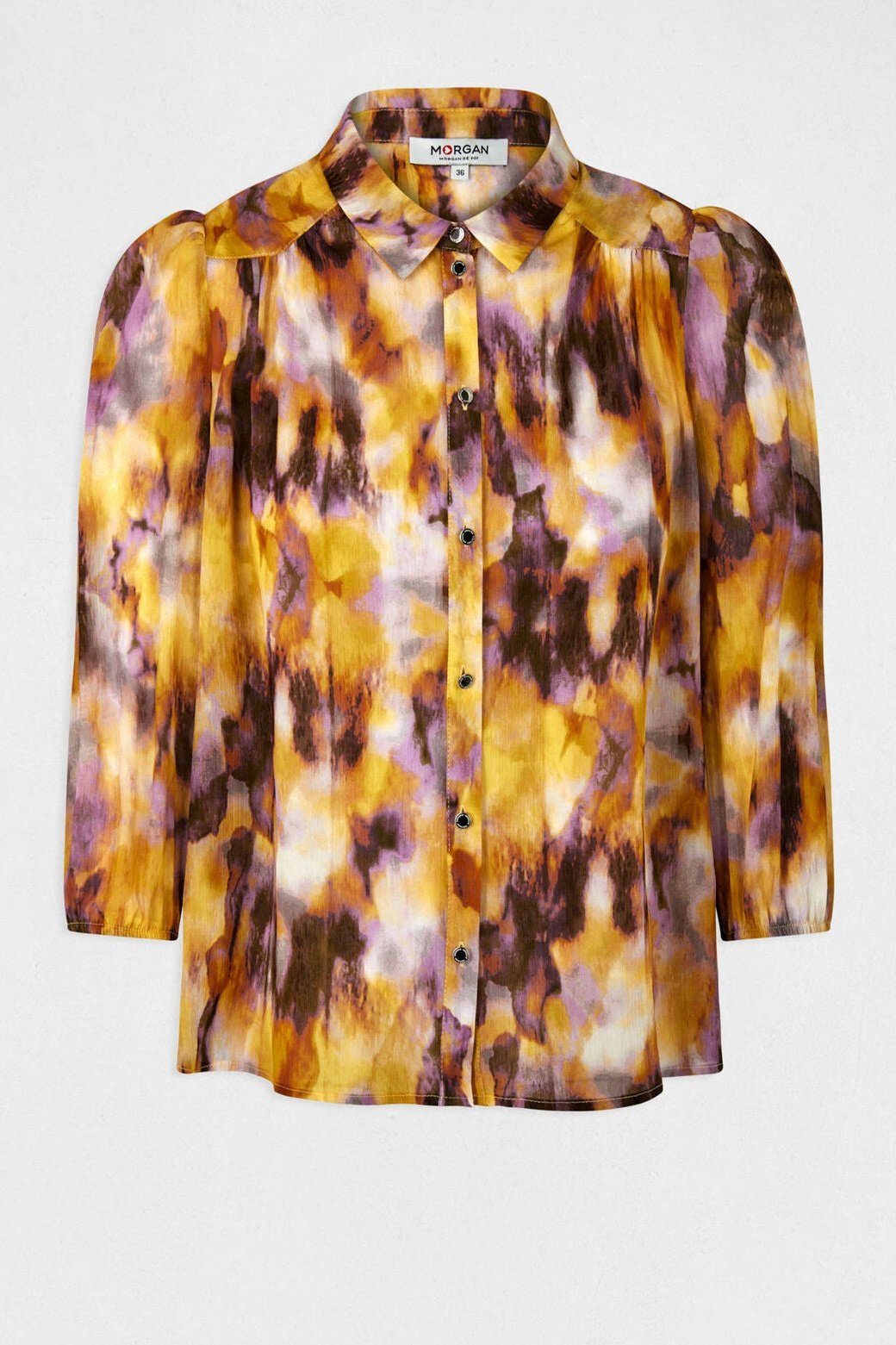 MORGAN - חולצת 3/4 עם הדפס אברקסטי בשילוב צבעים - MASHBIR//365