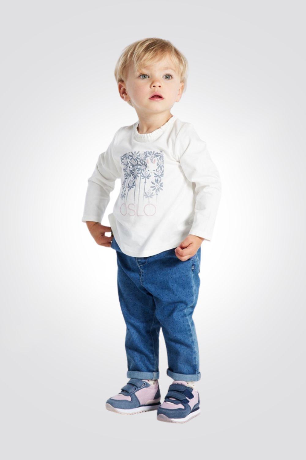 OBAIBI - חולצת אוסלו עם רקע כחול מלבני לתינוקות - MASHBIR//365