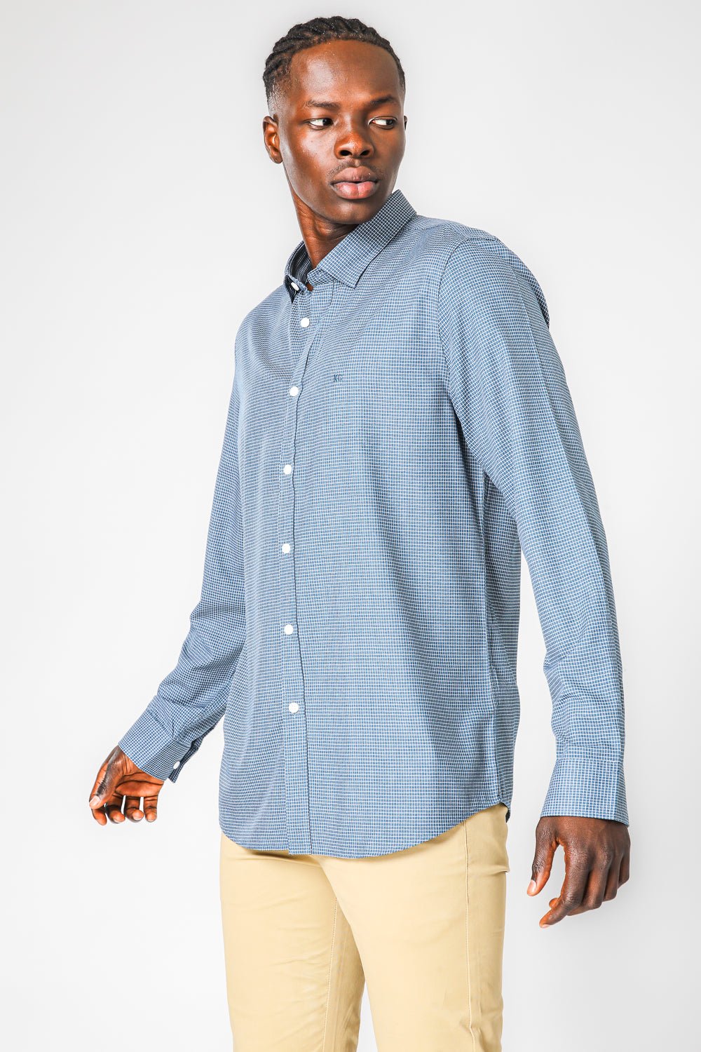 KENNETH COLE - חולצת במבוק לייקרה משובצת - MASHBIR//365