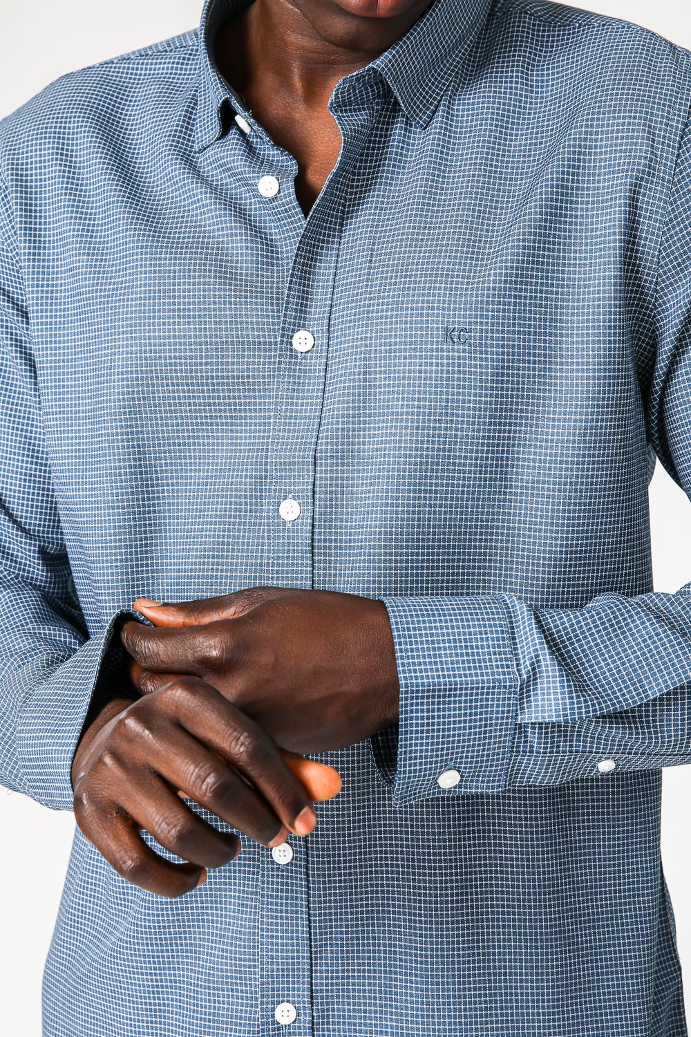 KENNETH COLE - חולצת במבוק לייקרה משובצת - MASHBIR//365