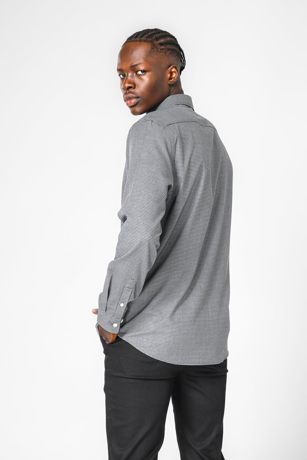 KENNETH COLE - חולצת במבוק לייקרה משובצת - MASHBIR//365