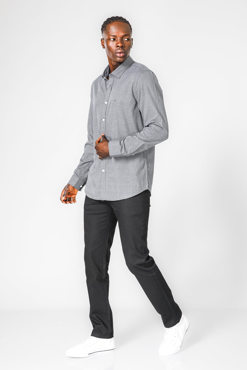 KENNETH COLE - חולצת במבוק לייקרה משובצת - MASHBIR//365