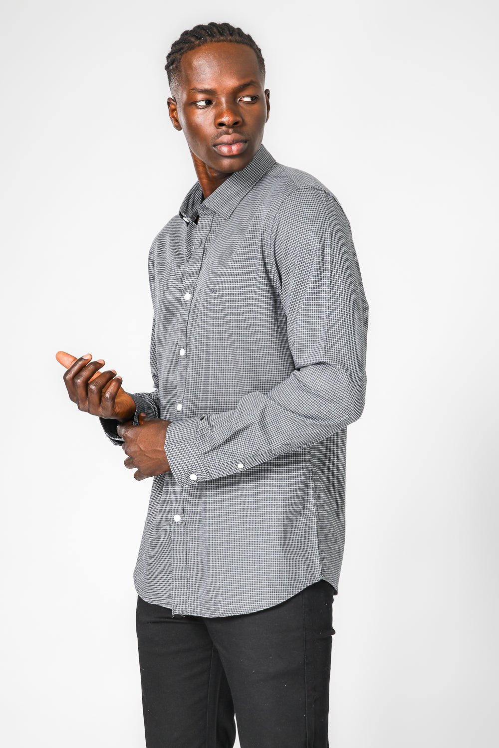 KENNETH COLE - חולצת במבוק לייקרה משובצת - MASHBIR//365