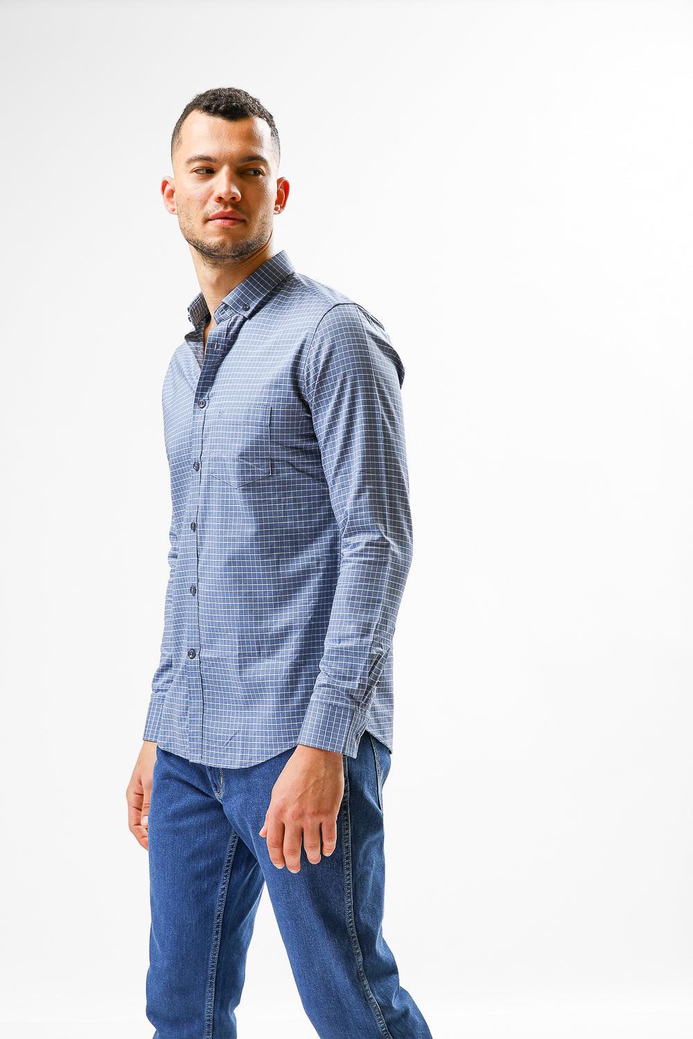 KENNETH COLE - חולצת במבוק מוברשת בצבע תכלת - MASHBIR//365