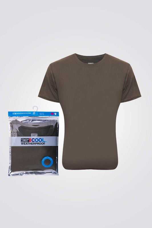 COOL 32 - חולצת דרייפיט לגבר צווארון וי בצבע חאקי - MASHBIR//365