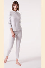 ETAM - חולצת פיג'מה אריג BATIA אפור בהיר - MASHBIR//365