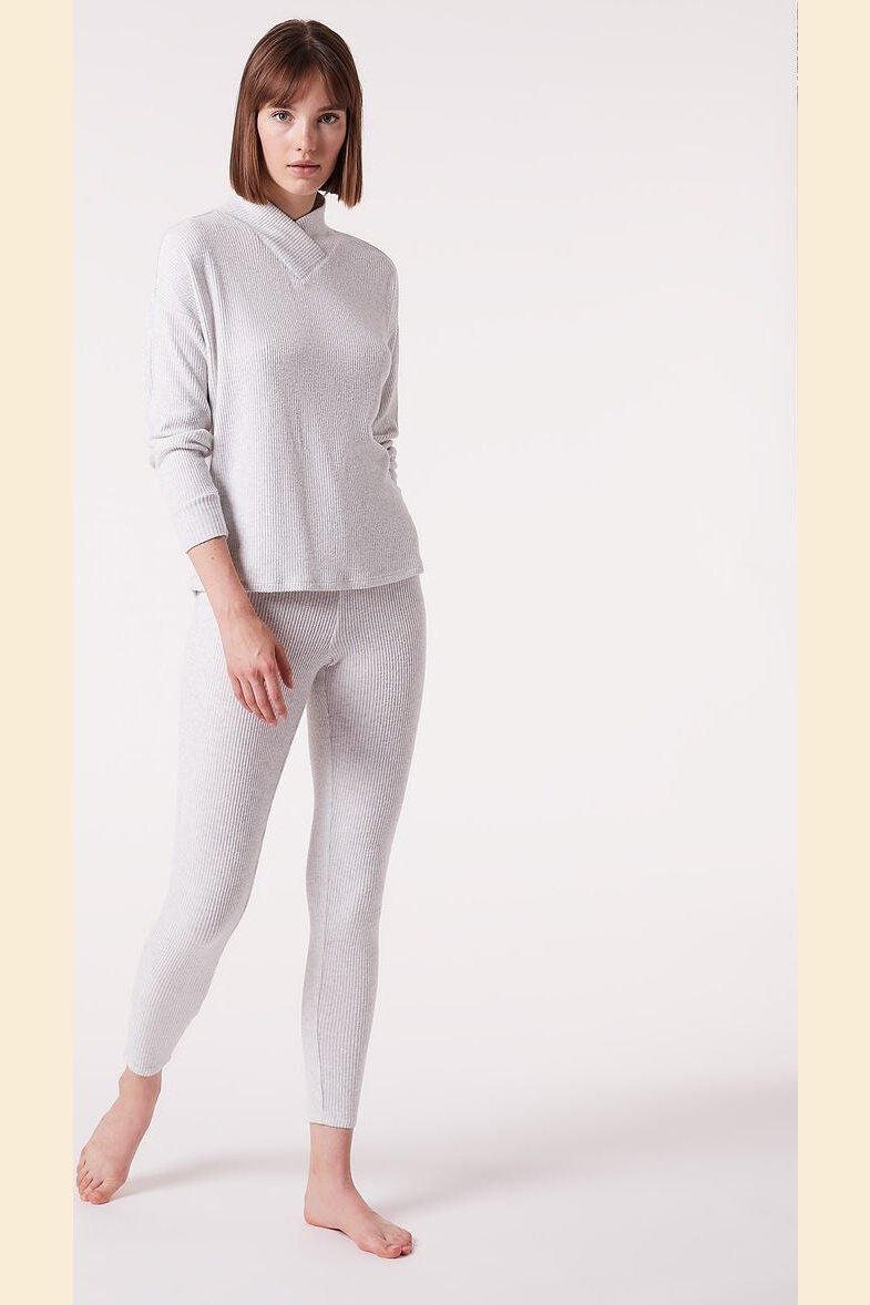 ETAM - חולצת פיג'מה אריג BATIA אפור בהיר - MASHBIR//365