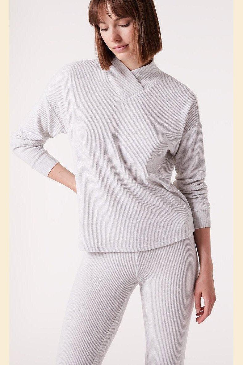 ETAM - חולצת פיג'מה אריג BATIA אפור בהיר - MASHBIR//365