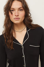 ETAM - חולצת פיג'מה ארוכה מכופתרת JAELLE בצבע שחור - MASHBIR//365