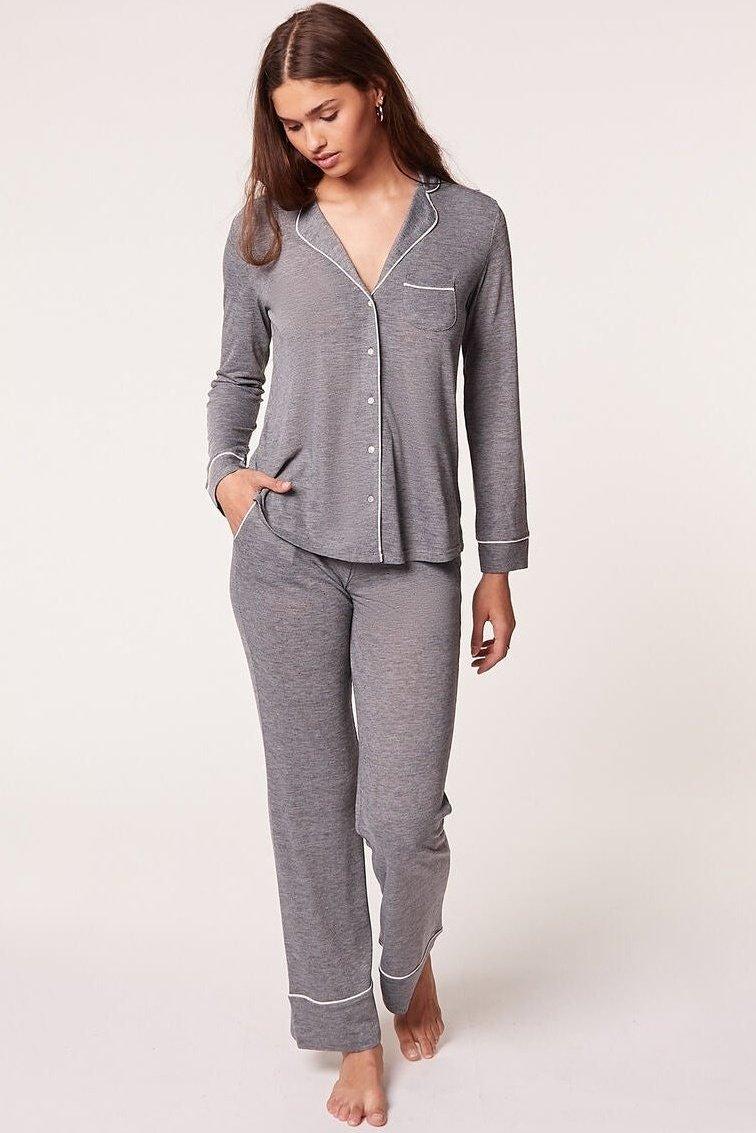 ETAM - חולצת פיג'מה ארוכה WARM DAY אפור - MASHBIR//365