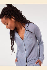 ETAM - חולצת פיג'מה ארוכה WARM DAY כחול - MASHBIR//365