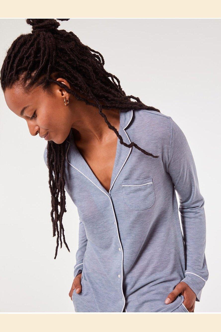 ETAM - חולצת פיג'מה ארוכה WARM DAY כחול - MASHBIR//365