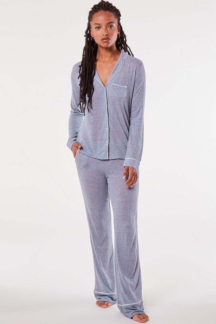 ETAM - חולצת פיג'מה ארוכה WARM DAY כחול - MASHBIR//365