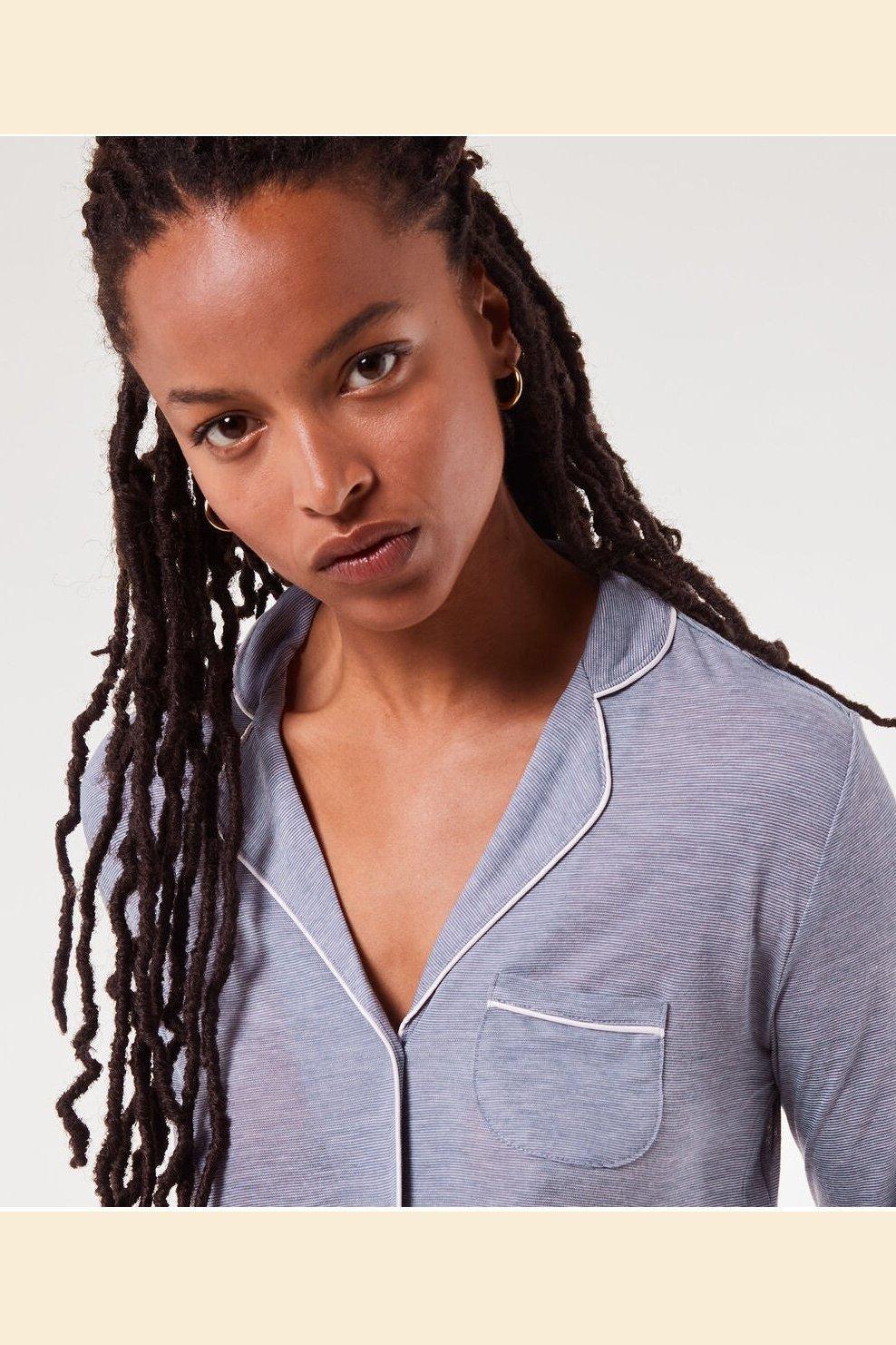 ETAM - חולצת פיג'מה ארוכה WARM DAY כחול - MASHBIR//365