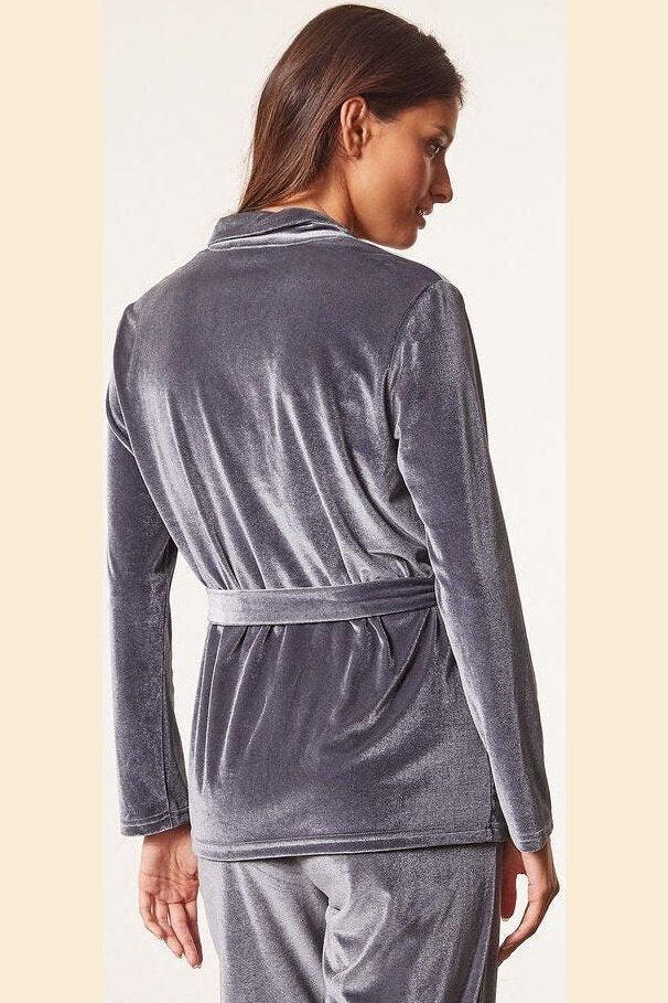 ETAM - חולצת פיג'מה קטיפה VELVETY אפור - MASHBIR//365