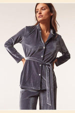 ETAM - חולצת פיג'מה קטיפה VELVETY אפור - MASHBIR//365