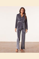 ETAM - חולצת פיג'מה קטיפה VELVETY אפור - MASHBIR//365