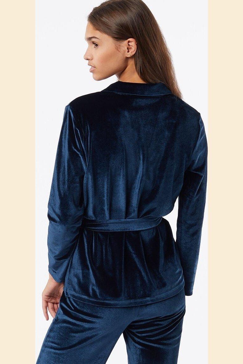 ETAM - חולצת פיג'מה קטיפה VELVETY נייבי - MASHBIR//365