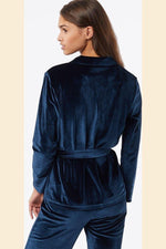 ETAM - חולצת פיג'מה קטיפה VELVETY נייבי - MASHBIR//365