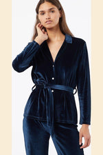 ETAM - חולצת פיג'מה קטיפה VELVETY נייבי - MASHBIR//365