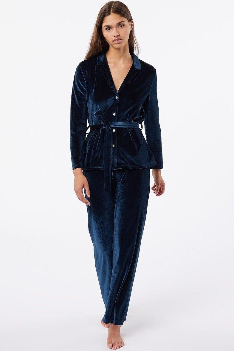 ETAM - חולצת פיג'מה קטיפה VELVETY נייבי - MASHBIR//365